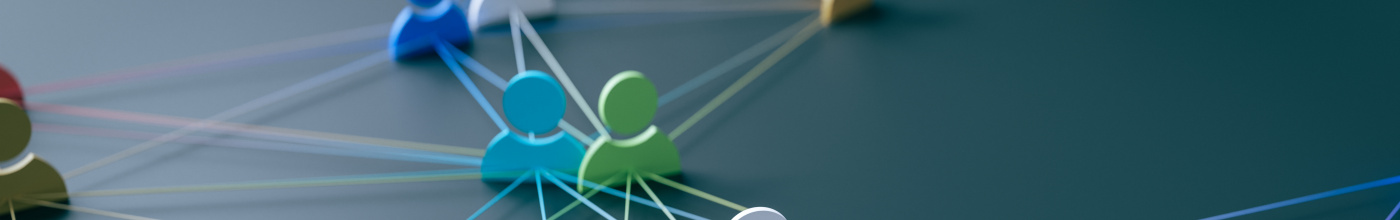 A graphic of profile icons connected with strings